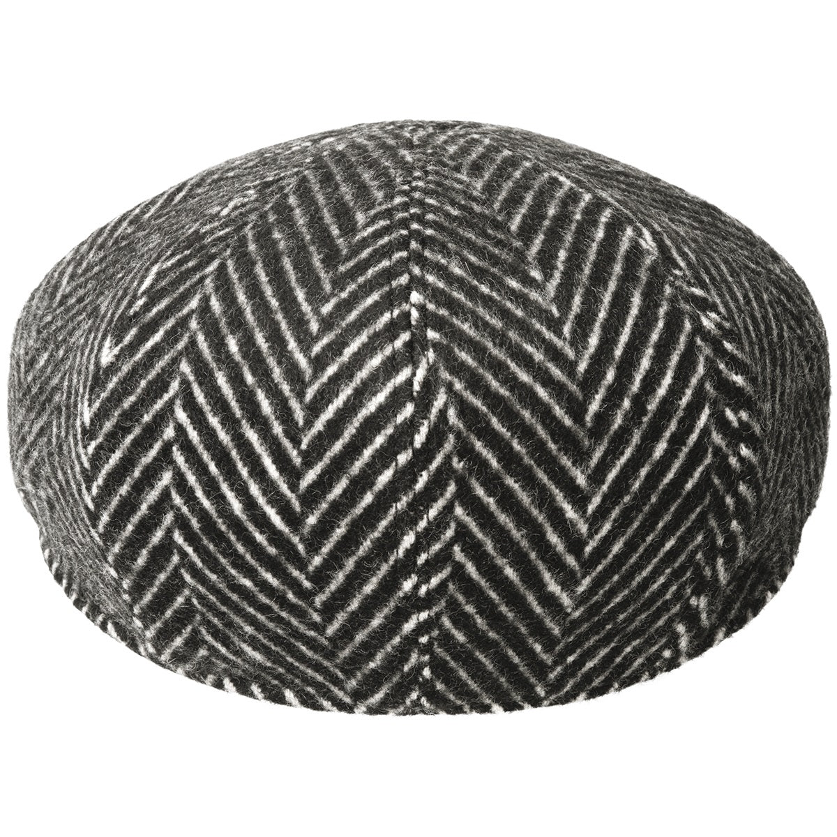 Bailey 1922 luca herringbone flatcap, Schwarz