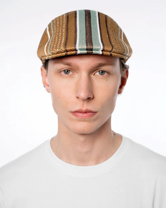 Kangol Clubhouse Stripe 507 Flatcap Schirmmütze, Braun