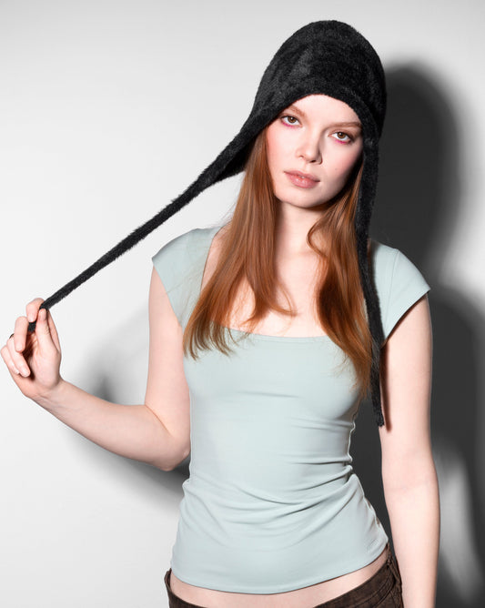 Kangol faux fur knot Muetze, Schwarz