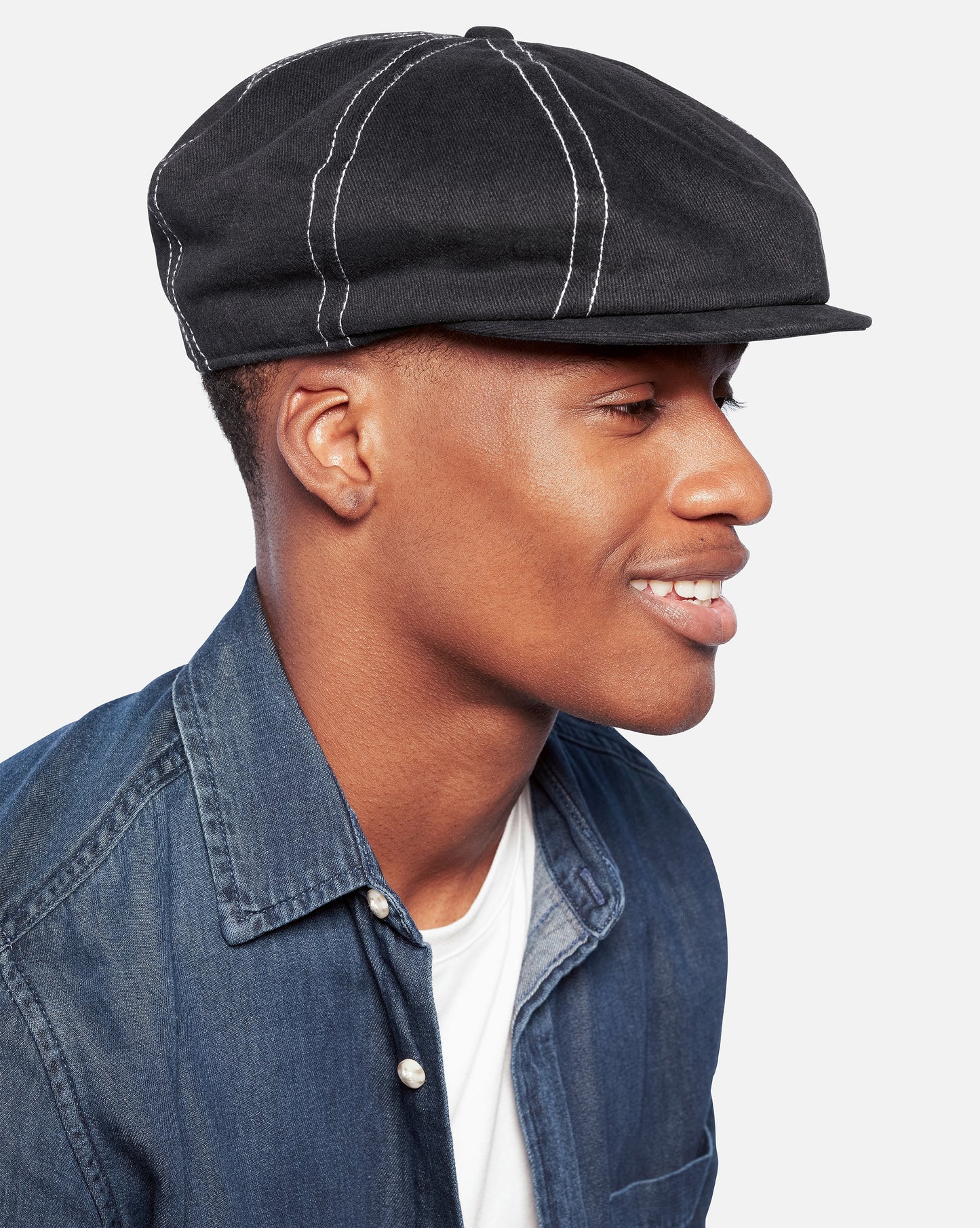 Kangol heavy washed flatcap, Schwarz