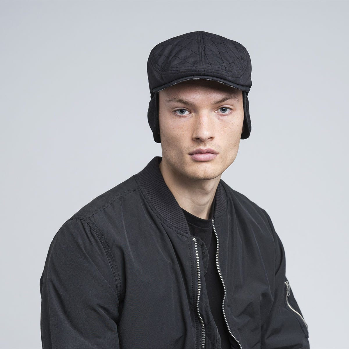 Kangol hidden layers driving flatcap, Schwarz