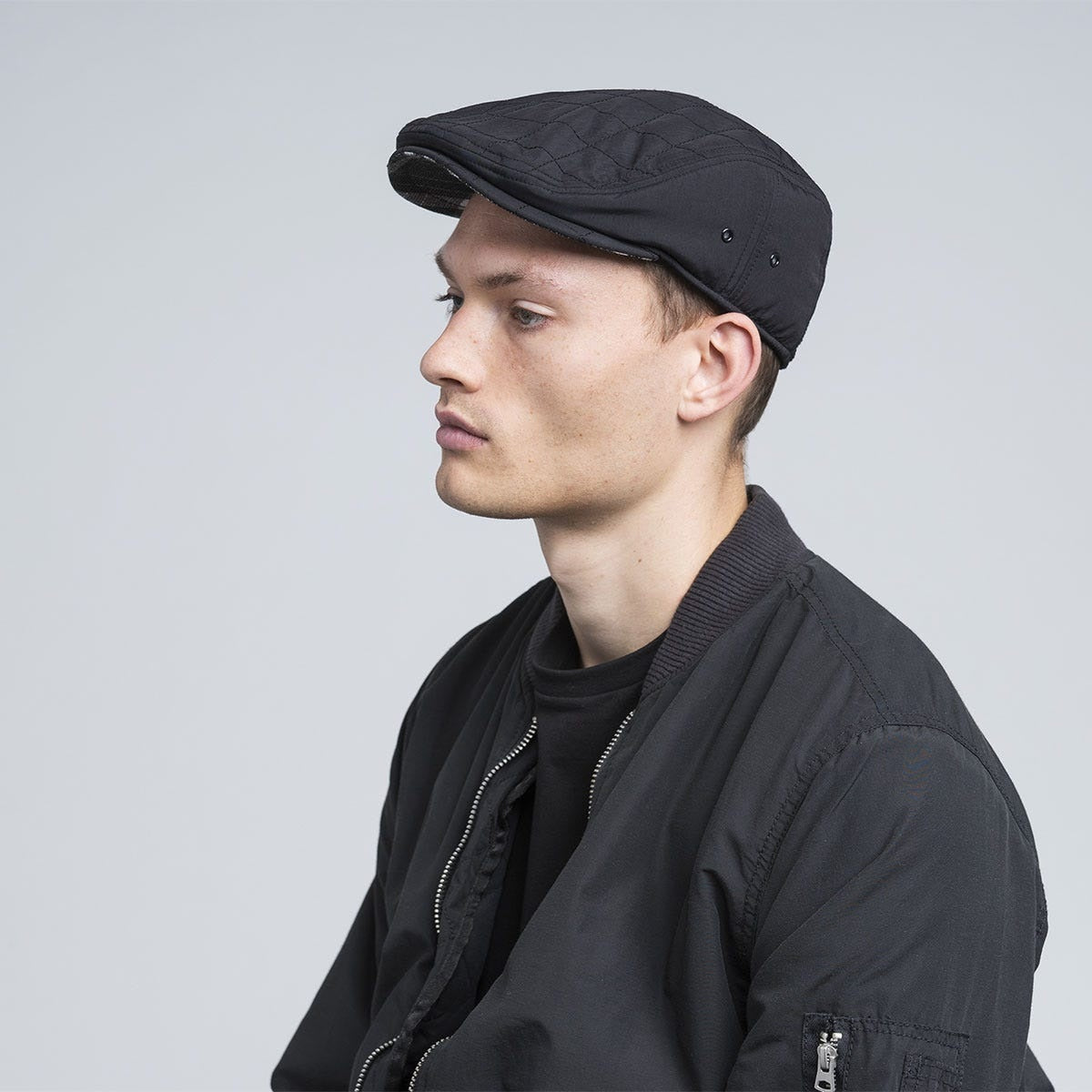 Kangol hidden layers driving flatcap, Schwarz