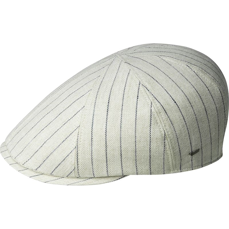 Bailey 1922 leif cream stripe flatcap, Beige