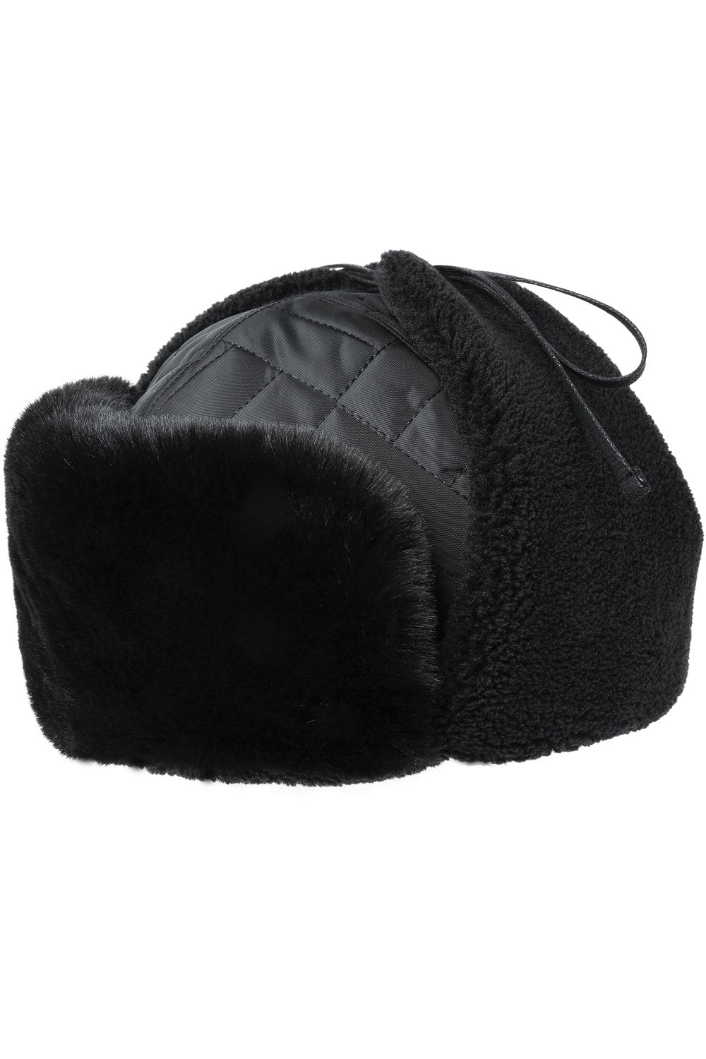 Kangol Quilted Trapper Cap Fellmütze, Schwarz