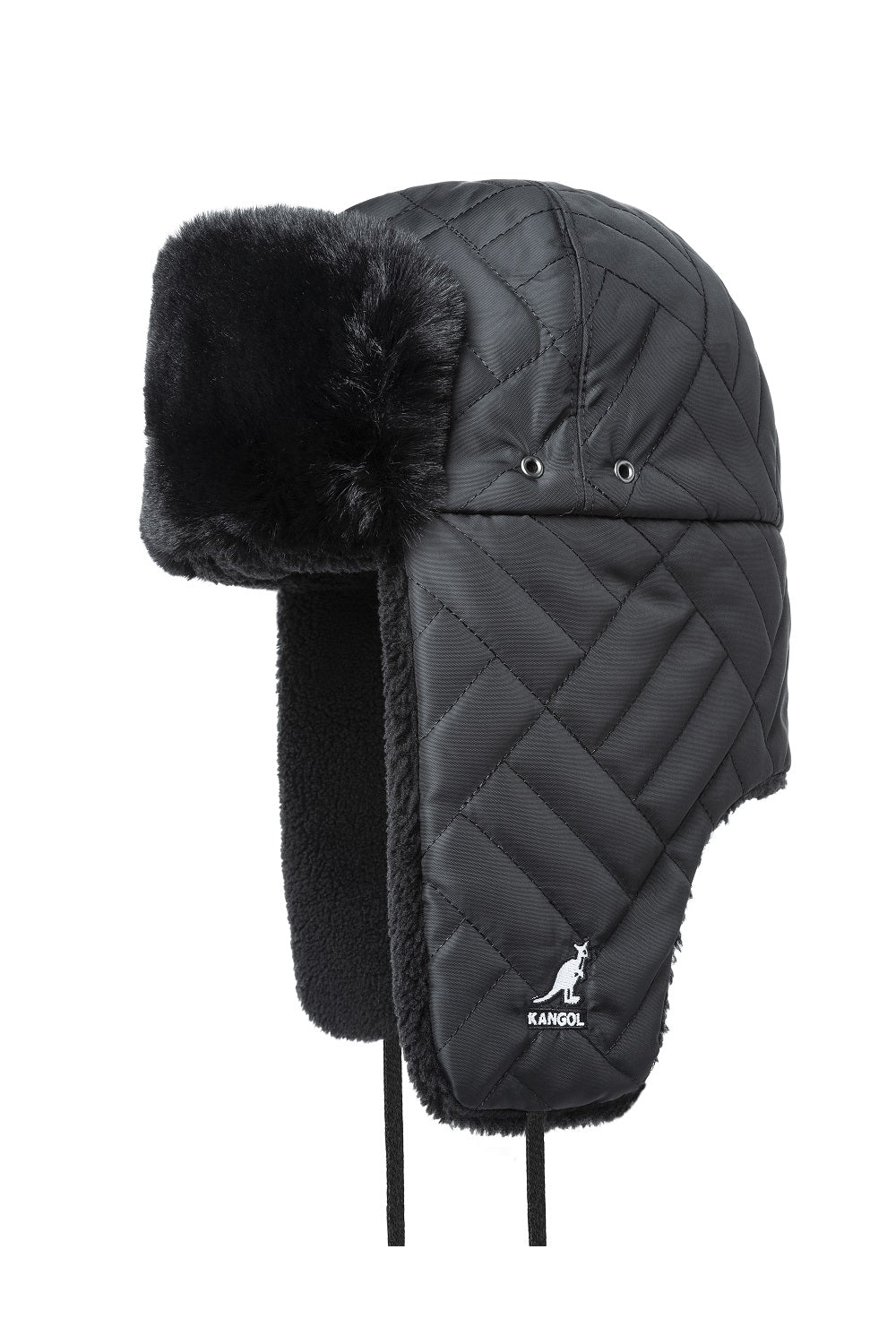 Kangol Quilted Trapper Cap Fellmütze, Schwarz
