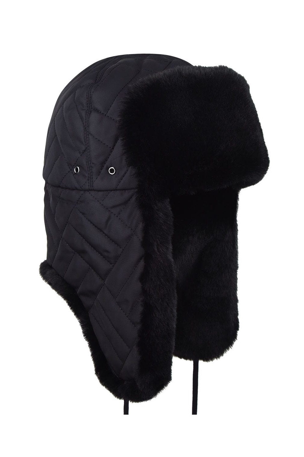 Kangol Quilted Trapper Cap Fellmütze, Schwarz
