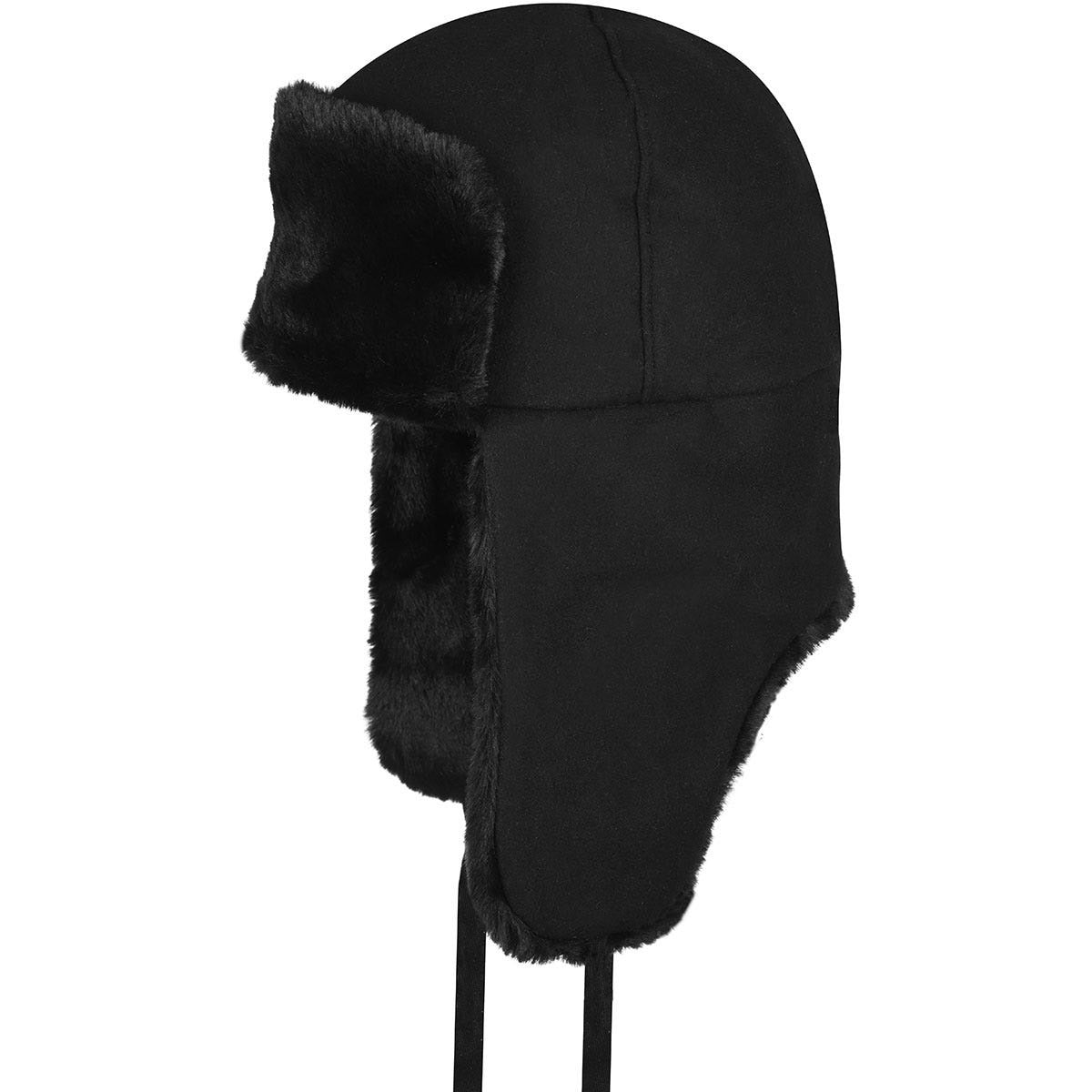 Kangol Ushanka Cap Fellmütze, Schwarz