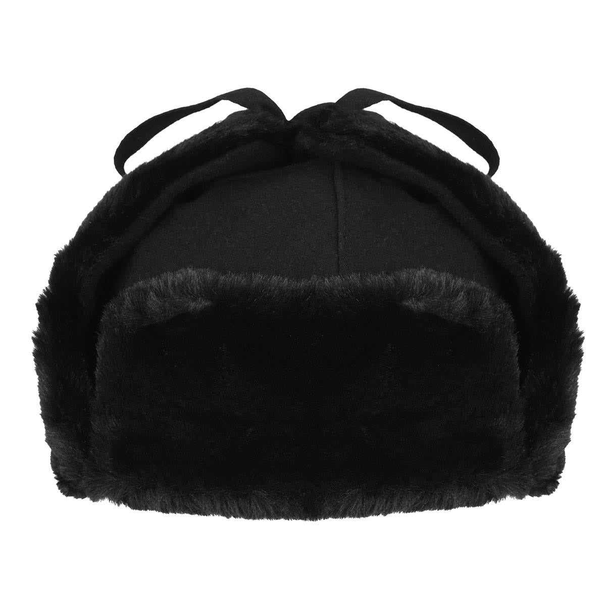 Kangol Ushanka Cap Fellmütze, Schwarz